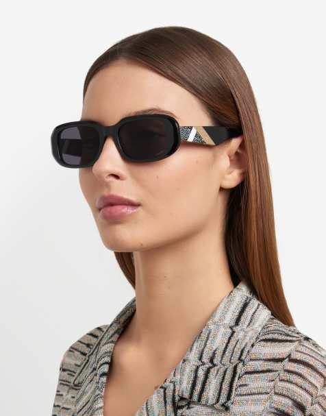 Missoni Sunglasses - Gafas de sol negras rectangulares ovaladas con lentes grises - view 1