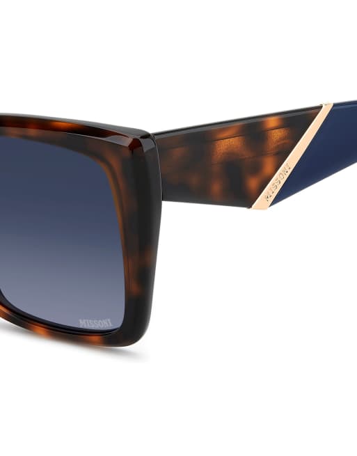 Missoni Sunglasses Missoni sung rectangular sunglasses with blue shaded gradient lenses in brown, 4 of 7