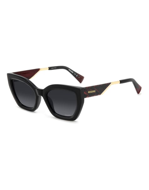 Missoni Sunglasses Missoni sung rectangular sunglasses with grey shaded lenses in black - view 1