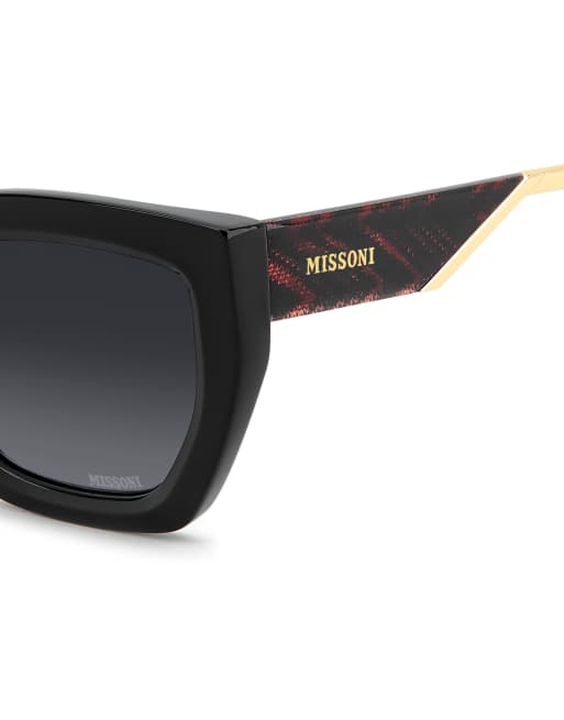 Missoni Sunglasses Missoni sung rectangular sunglasses with grey shaded lenses in black, 4 of 7