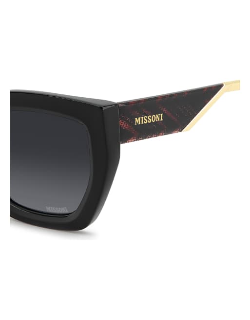 Missoni Sunglasses Missoni sung rectangular sunglasses with grey shaded lenses in black, 6 of 7