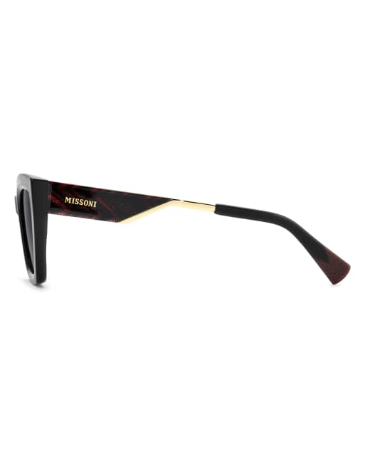Missoni Sunglasses Missoni sung rectangular sunglasses with grey shaded lenses in black, 7 of 7