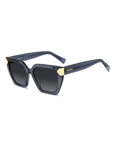 Missoni Sunglasses Missoni sung square sunglasses with grey shaded gradient lenses in blue - view 1