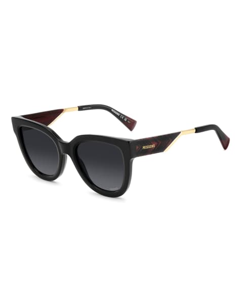 Missoni Sunglasses Missoni sung square sunglasses with grey shaded lenses in black - view 1