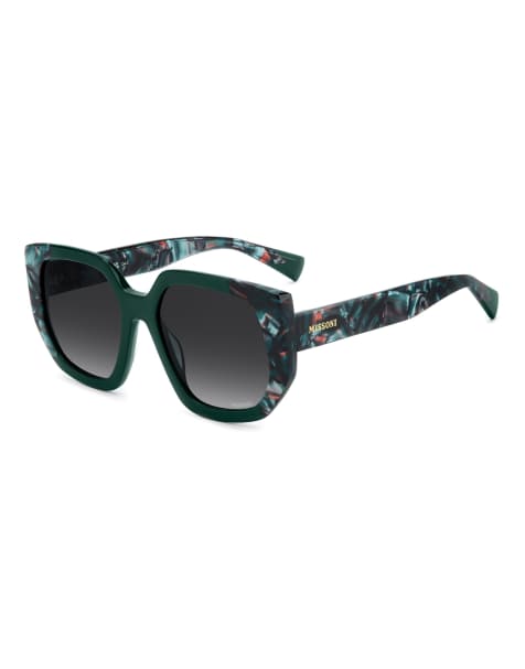 Missoni Sunglasses - Oversized hoekige zonnebril met donkergrijs getinte glazen in groen - view 1