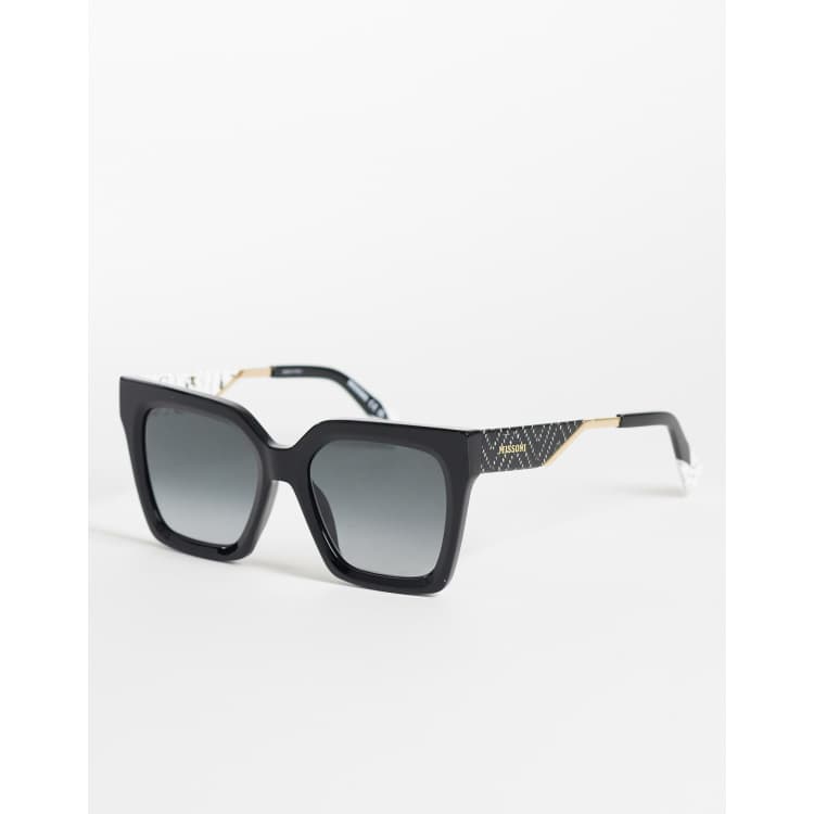 Missoni Black and White Patterned Oversized Square Sunglasses Missoni MIS 0113/S 0807 9O Women main image 4