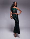 [Missyempire] Missy Empire back split maxi skirt in emerald sequin (part of a set)-Green 6 Emerald