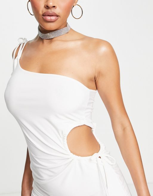 Missy Empire – Biała przylegająca sukienka mini z wycięciem | ASOS