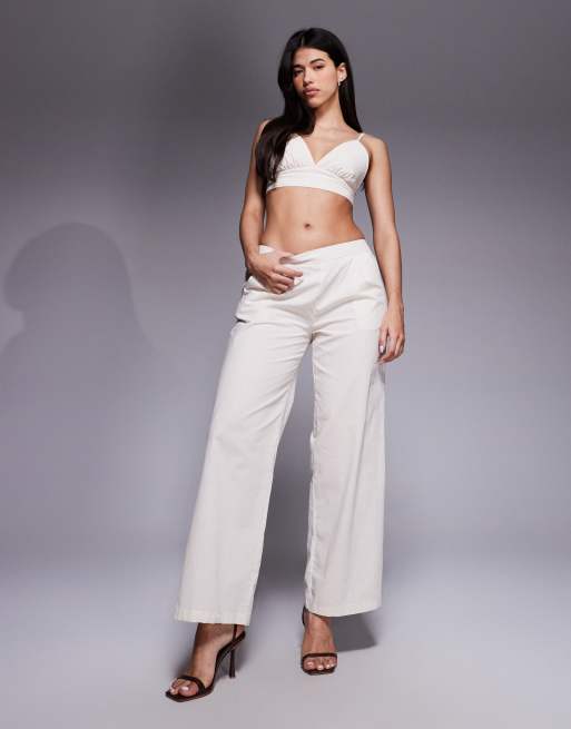 Missy Empire - Brassière d'ensemble à fines bretelles aspect lin - Crème, 3 de 4