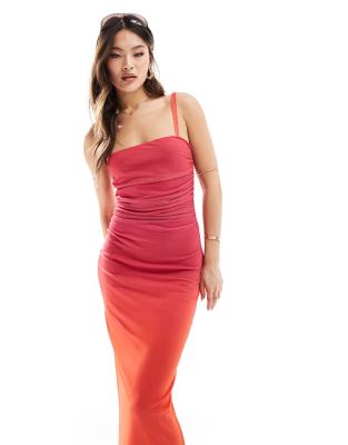 Missy Empire - Camisole-Maxikleid aus Netzstoff in Rosa mit Farbverlauf