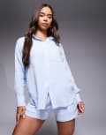 [Missyempire] Missy Empire cheesecloth elasticated waist shorts in blue (Part of a set) 44 BLUE