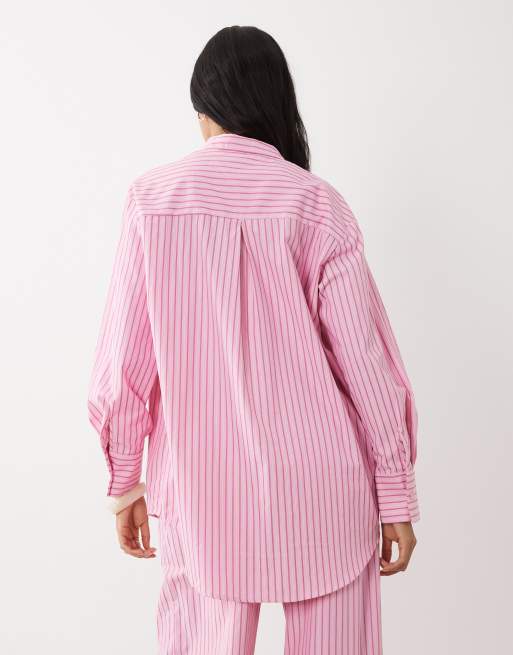 Missy Empire - Chemise d'ensemble oversize en popeline à rayures - Rose, 4 de 4