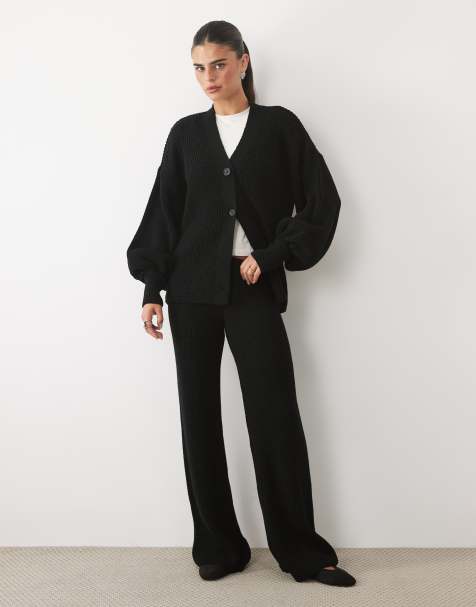 Missy Empire - Coordinato nero con cardigan con maniche a palloncino e pantaloni - view 1