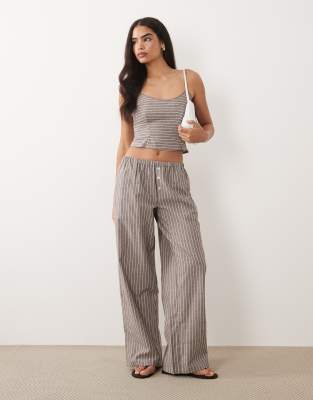 Missyempire Missy Empire Cotton Rich Elastic Waist Button Detail Wide Leg Pants In Gray