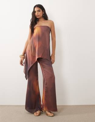 Missyempire Missy Empire Cotton Satin Wide Leg Pants In Brown
