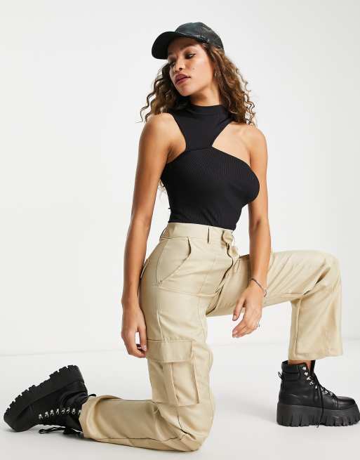 Missy Empire cropped cargo pants in stone part of a set