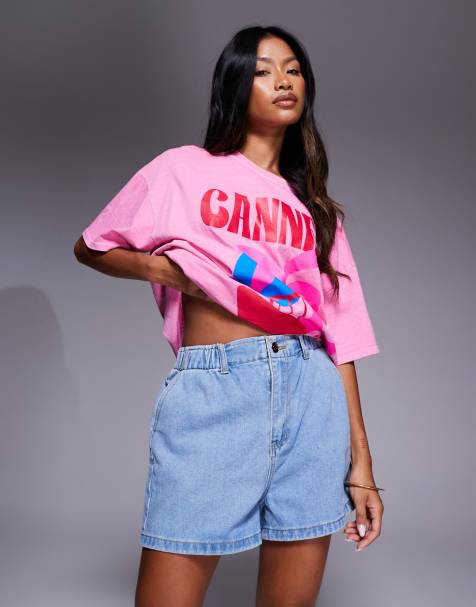 Missy Empire - Denim shorts met taille met plooirand - view 1