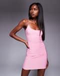 [Missyempire] Missy Empire double layered slinky scoop neck cami mini dress in pink 6 PINK