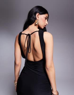 Missyempire Missy Empire Double Layered Slinky Twist Shoulder Open Back Top