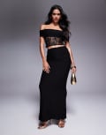 [Missyempire] Missy Empire double-sculpted slinky ruched side maxi skirt in black (Part of a set) 36 BLACK