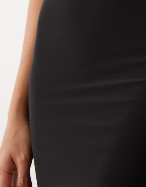 Missy Empire double sculpted slinky thin strap cami mini dress in black, 4 of 4