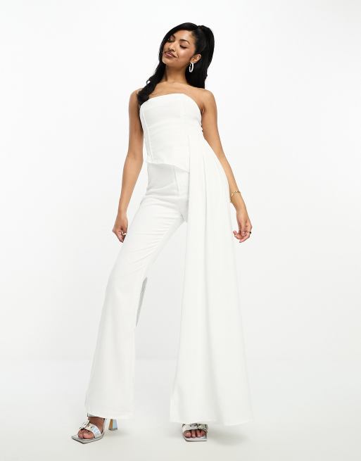 Missy Empire drape detail corset top in white (part of a set)