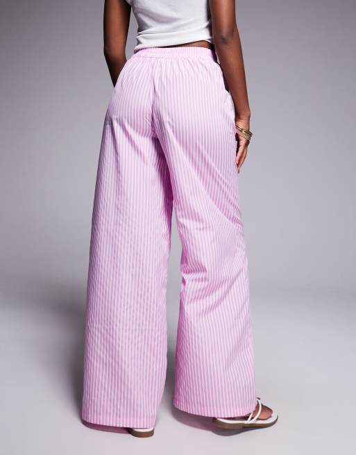 Missy Empire elasticated waist wide leg pants in pink stripe, 5 of 5