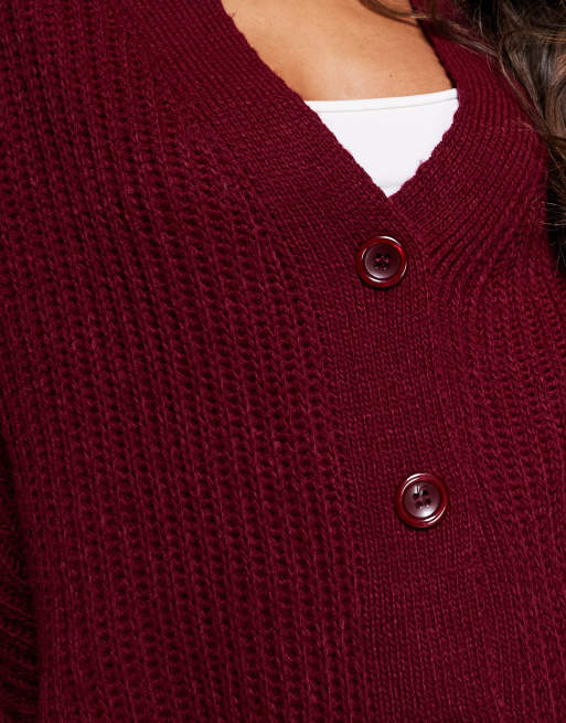 Missy Empire - Ensemble pantalon et gilet boutonné en maille - Bordeaux, 2 de 4