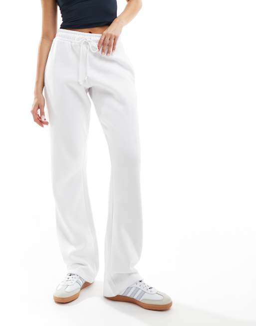 Missy Empire exclusive drawstring detail wide leg trackies in white (part of a set)