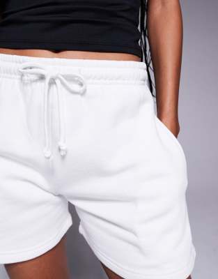 Missy Empire exclusive drawstring sweat shorts in white