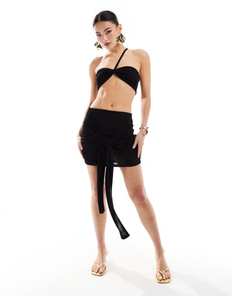 Missy Empire exclusive knot detail mini skirt in black (part of a set) - view 1