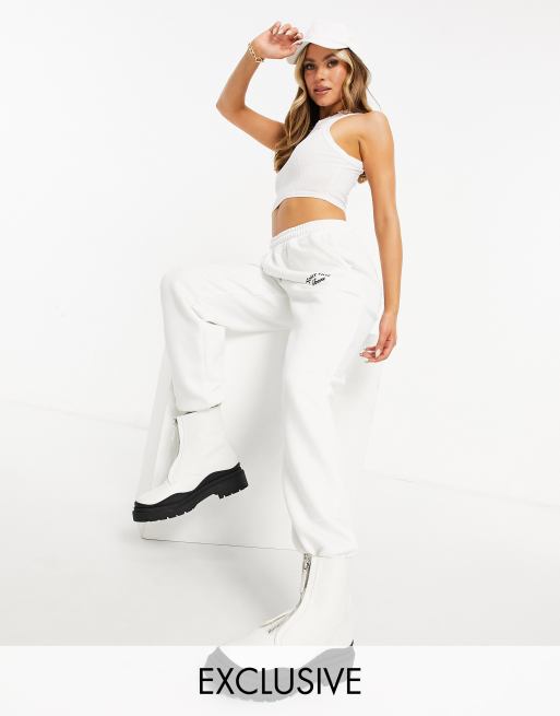 Missy Empire - Exclusives - Joggingbroek met slogan in wit