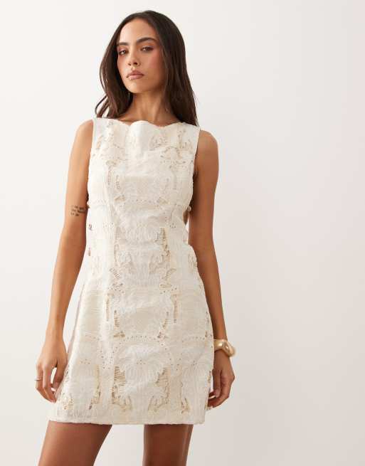 cream floral shift dress Buy Cream Mono Placement Floral Scoop Back Mini Shift Dress With Linen from  Next USA