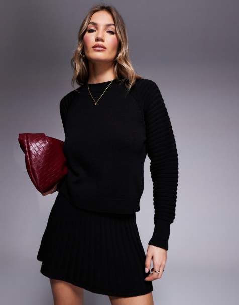 Missy Empire - Gebreide cropped trui met hoogsluitende hals in zwart, deel van co-ord set - view 1