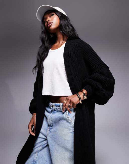 Missy Empire Gilet long en maille Noir ASOS