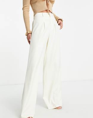 cream high waisted wide leg pants