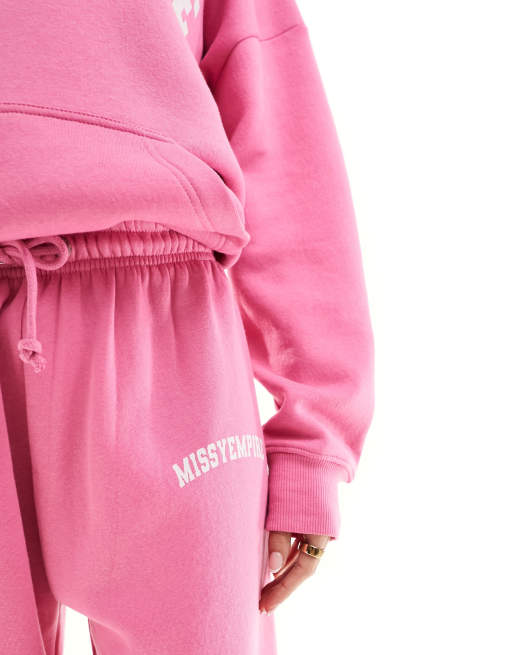 Missy Empire – Jogginghose in Rosa mit Logo und Bündchen, Kombiteil, 4 von 5