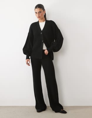 Missyempire Missy Empire Knit Wide Leg Pants In Black