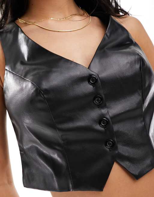 Leather best sale look waistcoat