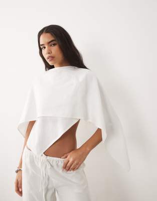 Missyempire Missy Empire Linen Look Drape Overlay Cape Detail Top In White