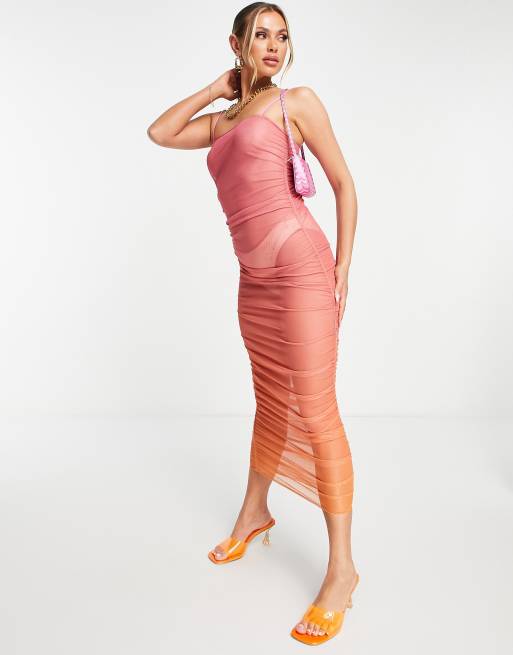 Missy Empire mesh midi dress in ombre