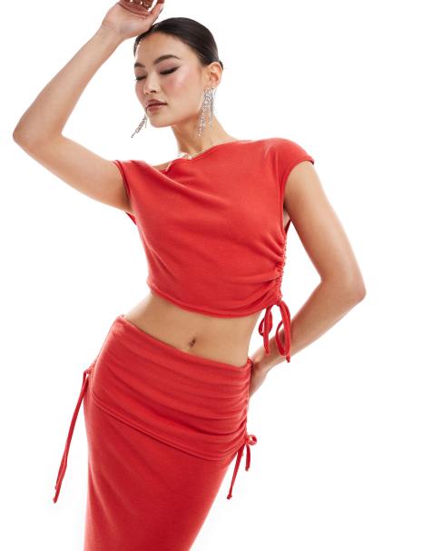 Missy Empire off shoulder top in red (part of a set) - view 1