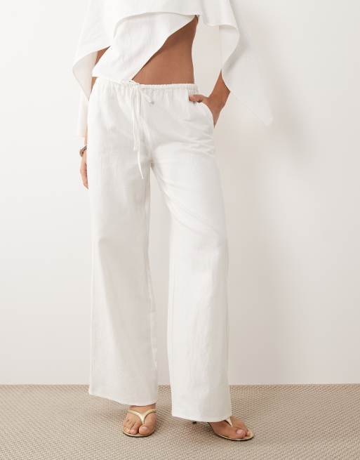 Missy Empire - Pantalon large d'ensemble à taille à cordon de serrage - Blanc, 2 de 5