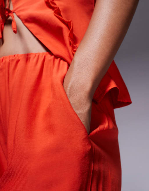 Missy Empire - Pantalon large d'ensemble à taille élastique - Orange, 4 de 5