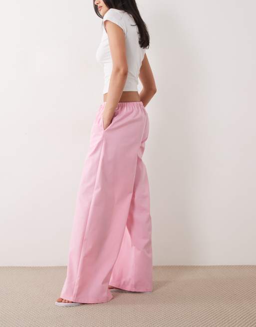 Missy Empire - Pantalon large en lin mélangé à taille nouée - Rose, 2 de 5