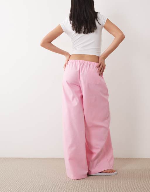 Missy Empire - Pantalon large en lin mélangé à taille nouée - Rose, 5 de 5