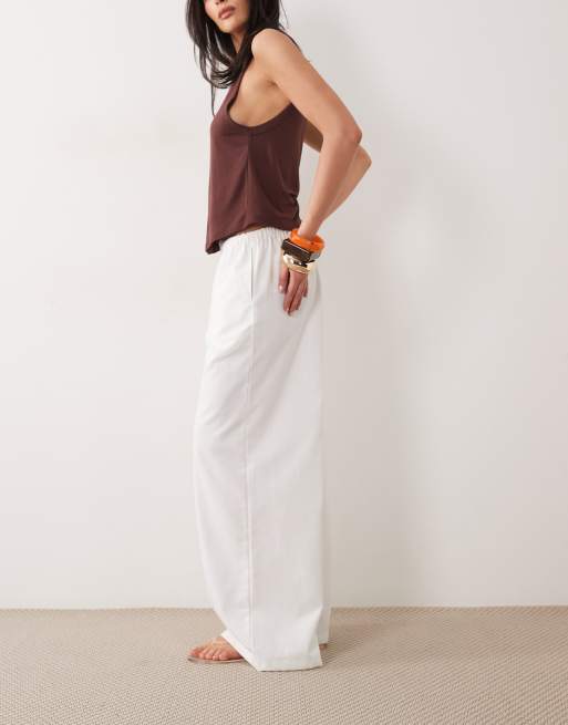 Missy Empire - Pantalon large en lin mélangé noué à la taille - Blanc, 2 de 5