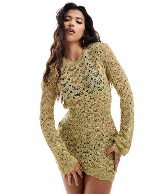 Missy Empire - Robe de plage courte à dos ouvert - Doré métallisé