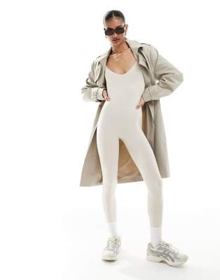 Missy Empire seamless cami unitard in cream | ASOS