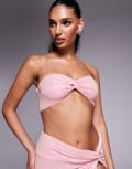 [Missyempire] Missy Empire sequin twist front bandeau bralet in pink (part of a set) 36 PINK